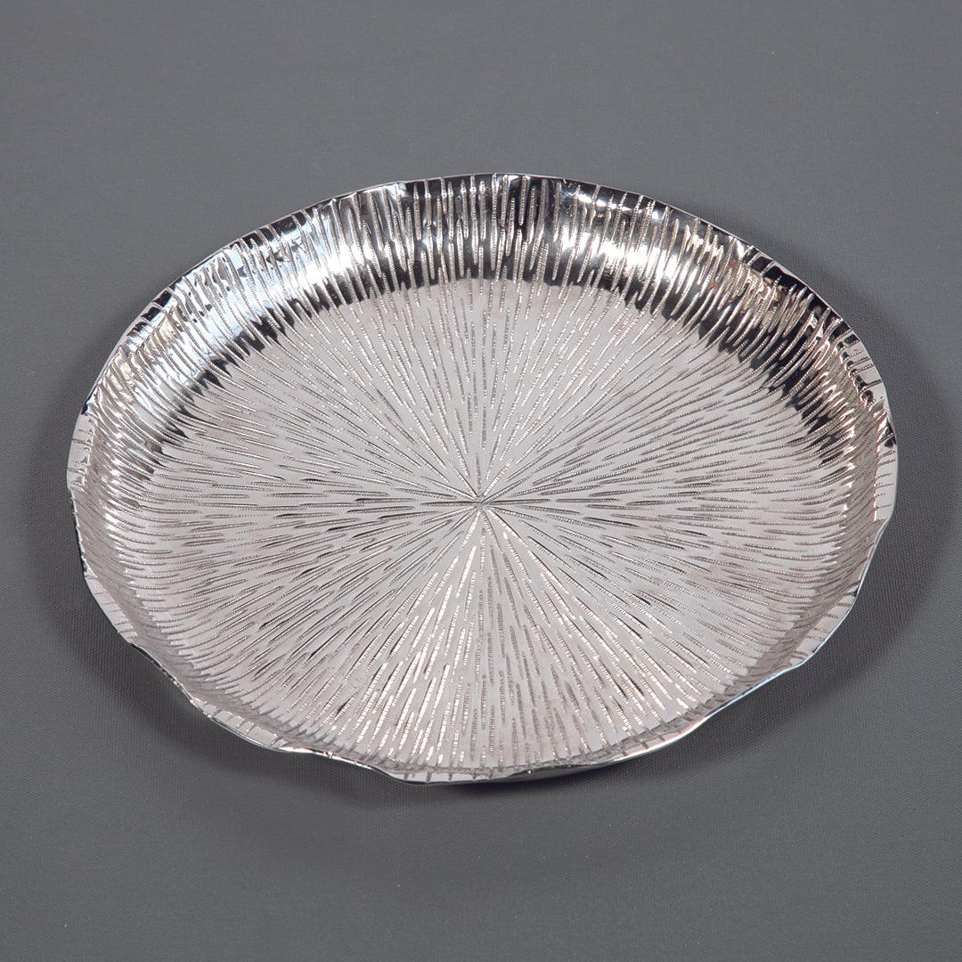 Alu Floral Platter - Silver