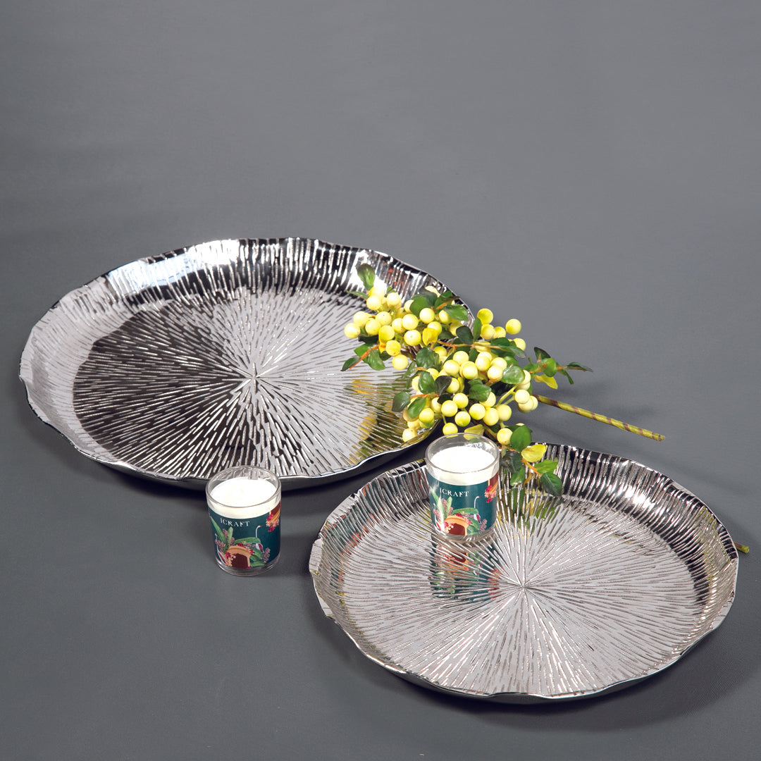 Alu Floral Platter - Silver