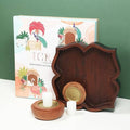 Lotus Tray Hamper - Set of 1 Tray & 2 Wooden Candle Holders