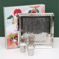 Alu Quad Silver Platter - Set of 1 Platter & 2 Votives