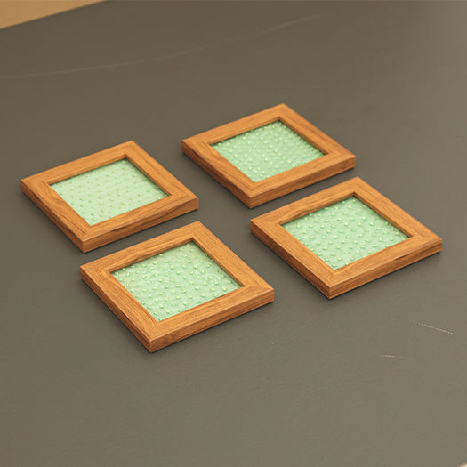 Karigari French Knot Coasters - Sea Green - Set of 2