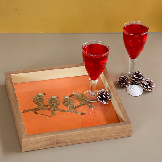 Karigari Panchi Tray - Orange