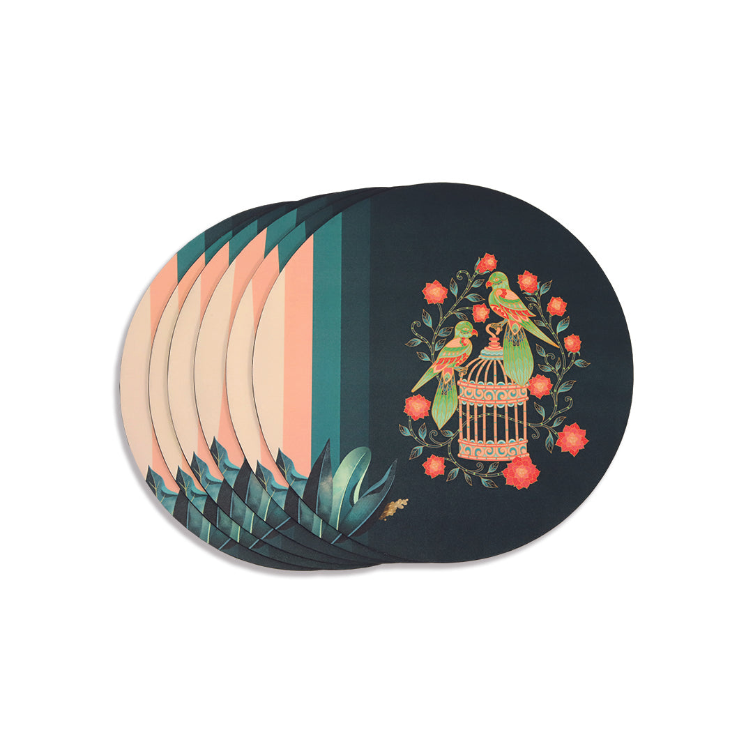 Royal Parrot Series Round Placemats - Set of 6